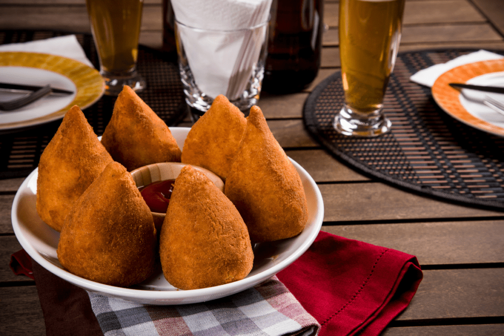 coxinha chicken croquettes on white plate