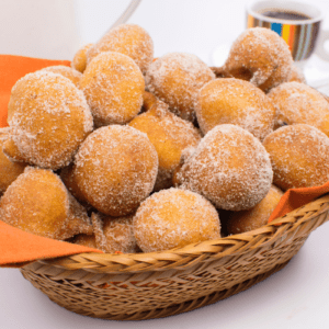 Brazilian cinnamon sugar beignets or bolinhos de chuva