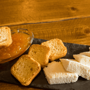 pumpkin preserves on a cheese board with toast