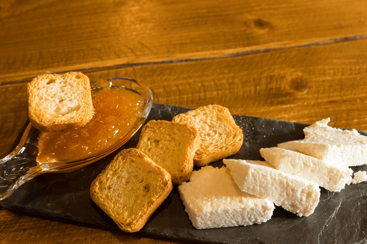 pumpkin preserves on a cheese board with toast
