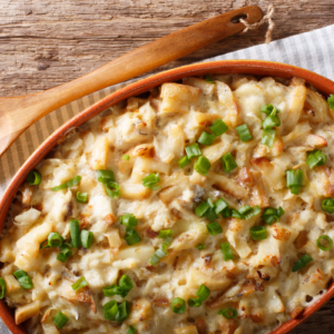 bacalhau com natas, a portuguese salt cod with cream casserole