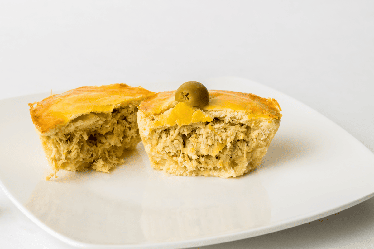 Brazilian savory hand pies with chicken and green olives