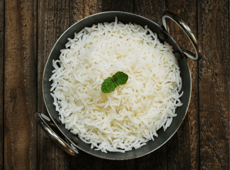 Brazilian long grain rice with mint garnish